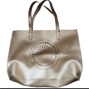 Neiman Marcus Gold Tone Lazer Cut Tote Bag - Some marks see photos